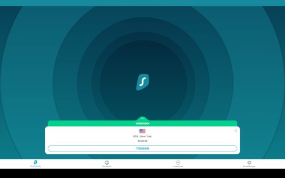 Mit Surfshark in den USA angemeldet
