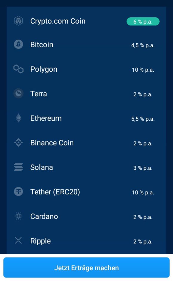 Ein Auszug der Token, die Du staken kannst